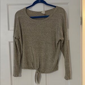 Caution To The Wind  Tie-Front Long Sleeve Top